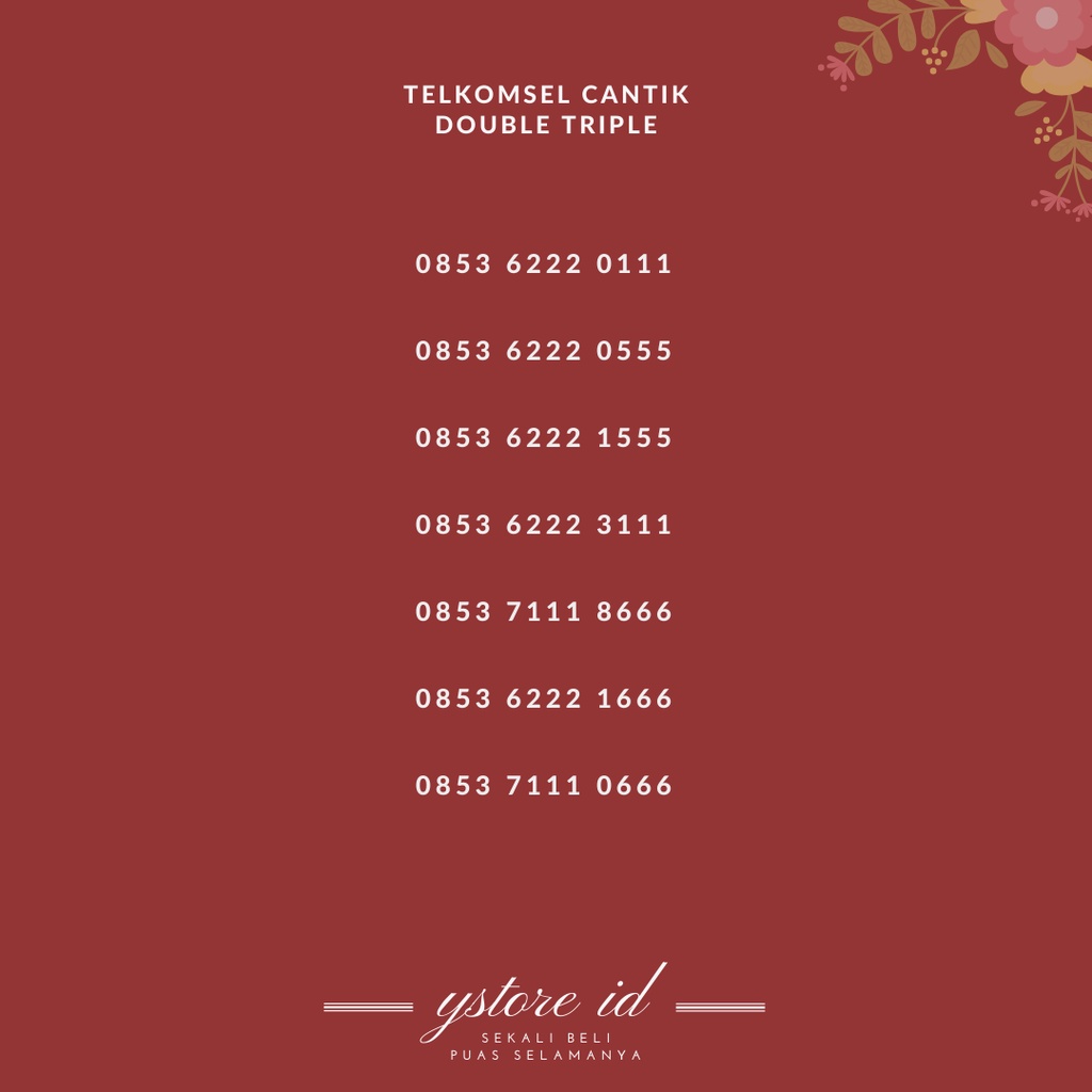 NOMOR CANTIK TELKOMSEL AS DOUBLE TRIPLE KARTU PERDANA PRABAYAR 4G NOMER BELAKANG EKOR UJUNG 111  222