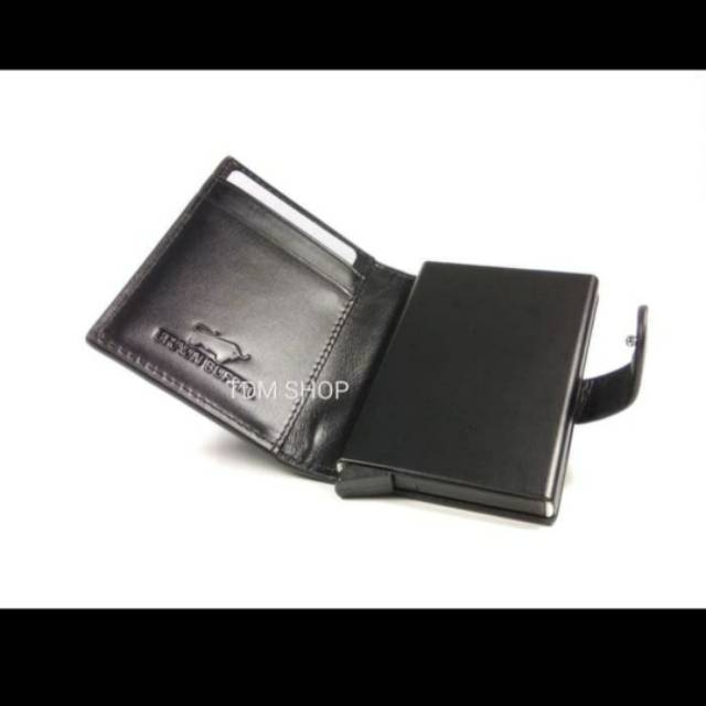 DOMPET SMART WALLET KARTU METAL BRAUN BUFFEL KULIT ASLI