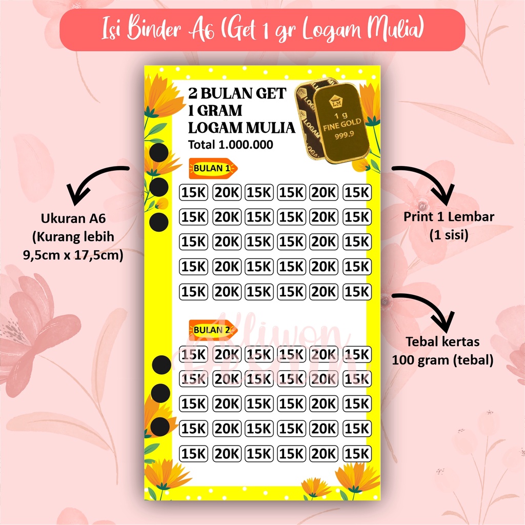 

isi kertas binder a6 ring 6 get 1 gram logam mulia