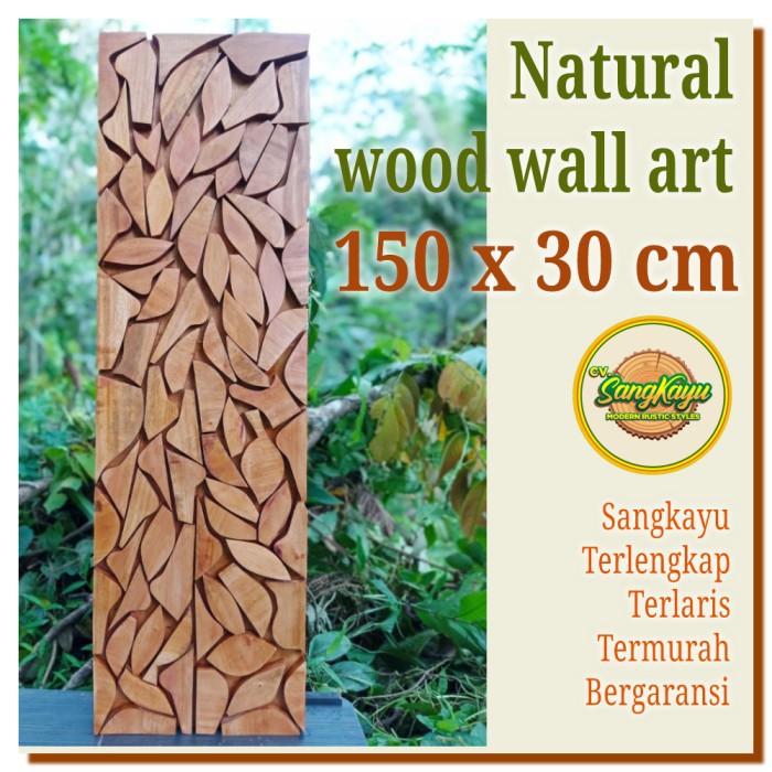 Tree Slice Wall Art 150x30cm hiasan dinding kayu alami bukan wallpaper