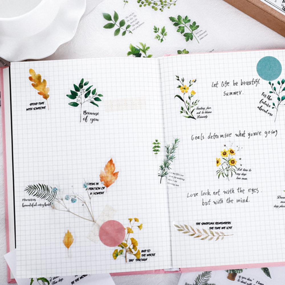 Timekey Stiker PVC Desain Tanaman Bunga DIY Untuk Dekorasi Buku Diaryjurnalscrapbookalbumcraft miss it A9K2