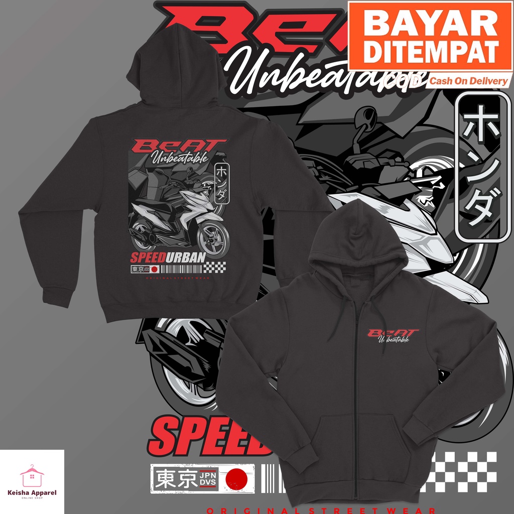 JAKET ZIPPER HONDA BEAT UNBEATABLE SPEEDURBAN JAKET BEAT PRIA WANITA