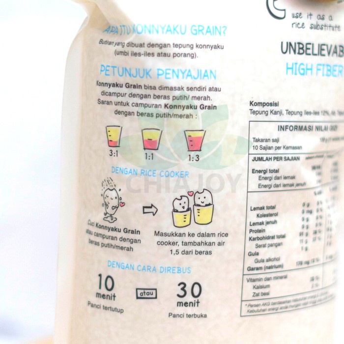 

bg20t01r Shirataki Rice Konnyaku / Beras Shirataki 250 Gr Chiajoy Untuk Diet Sv012Ss