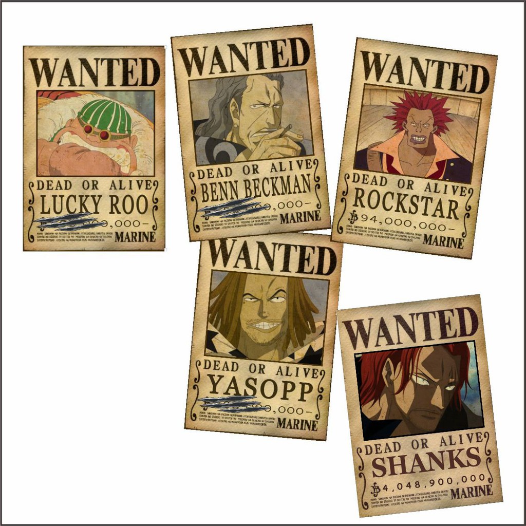 Bounty Poster Wanted One Piece Anggota Shicibukai Shopee ...