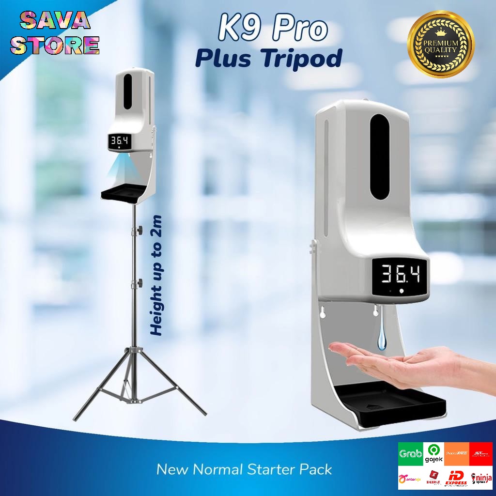 Automatic Hand Sanitizer Dispenser Spray + Tripod Stand + K9 Pro Thermometer Infrared 2 in 1 TYGRIS