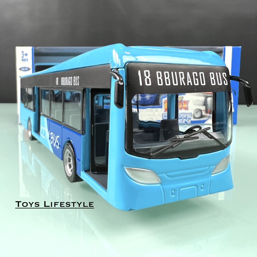 Bburago Diecast - Bus Kota / City Bus with Doors Open Skala 1:43 Blue