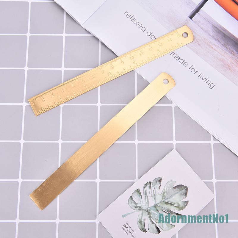 (AdornmentNo1) Penggaris Lurus 15CM Bahan Kuningan Untuk Stationery Sekolah