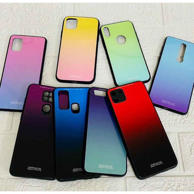 CASE VIVO S1 PRO Y12/Y15/Y17 V17 PRO V19 case ombre black Belakang Glass Case + pinggiran