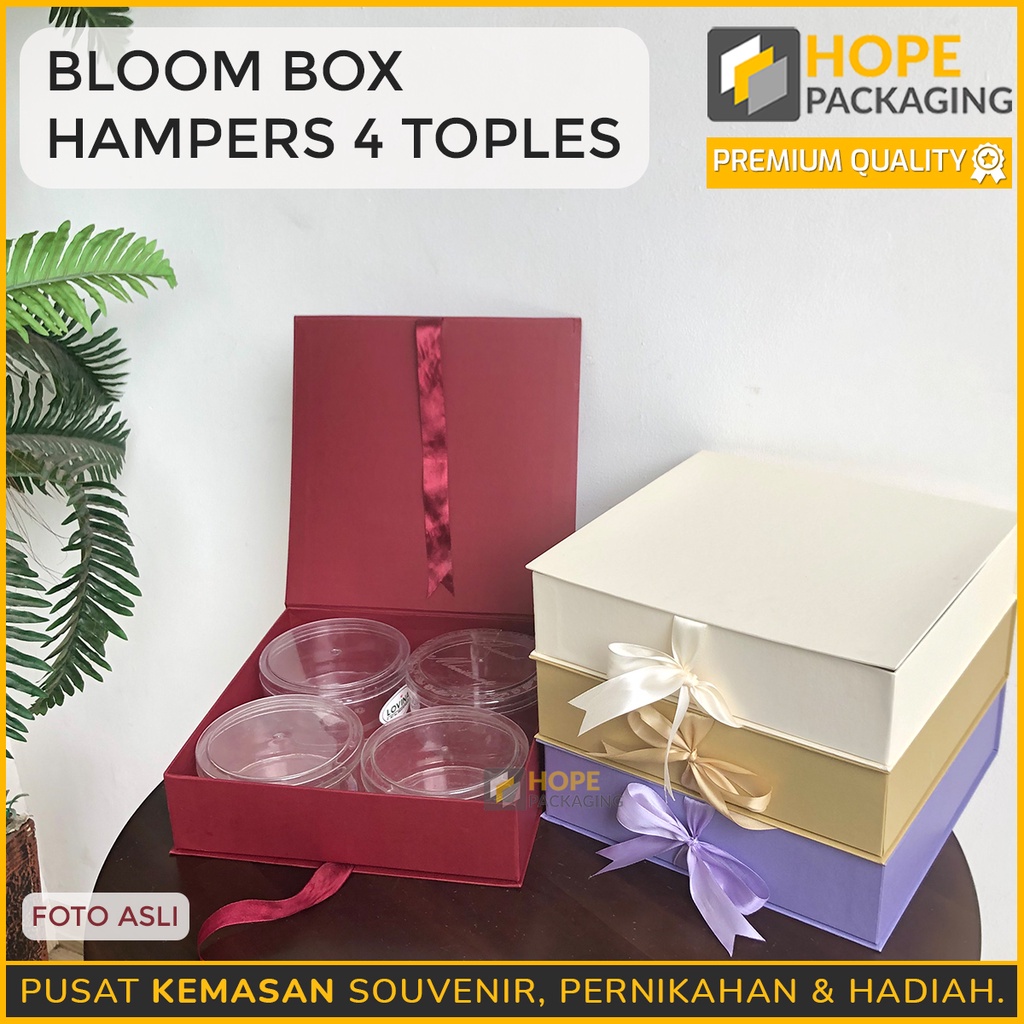 Bloom Box Hampers muat 2 Toples dan 4 Toples - Parcel Bunga Gift / Untuk souvenir imlek / Tahun Baru / wedding / Valentine