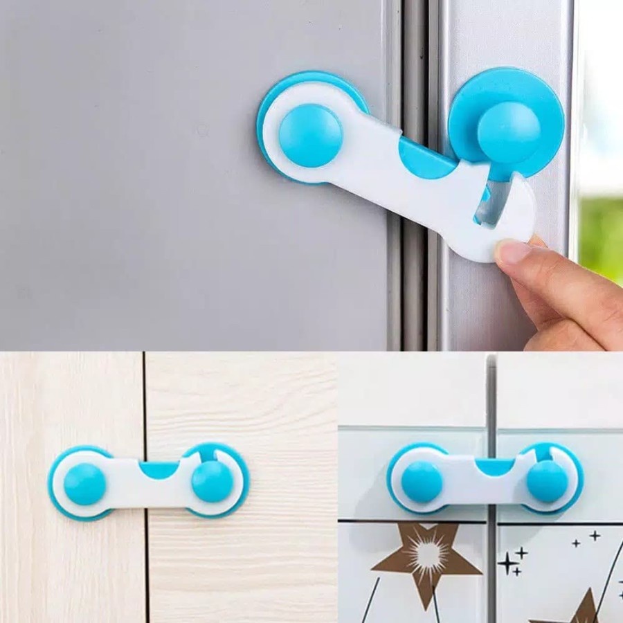 FUTAKO Kunci Pengaman Pintu Laci Lemari Pakaian Kulkas Baby Safety Lock WARNA BIRU