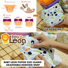 ORI BABY LEON Clodi popok kain bayi motif FREE INSERT baby cloth diapers diaper newborn