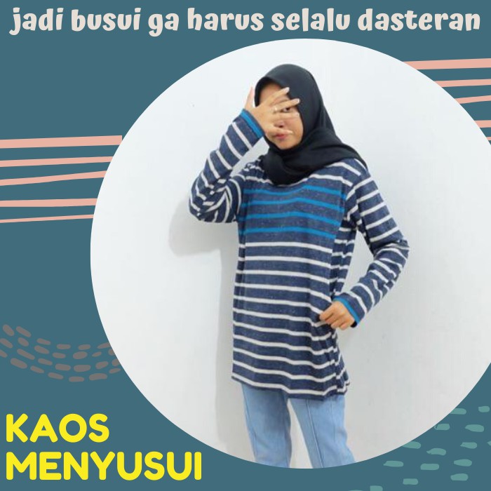 BAJU BUSUI KAOS MENYUSUI WANITA LENGAN TANGAN PANJANG PENDEK JUMBO NURSING WEAR MistyBiru BiruMisty