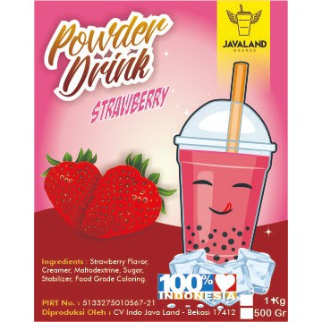 Javaland Bubuk Minuman Rasa Strawberry 1Kg - Regular Plain | Bubble Powder Drink Boba