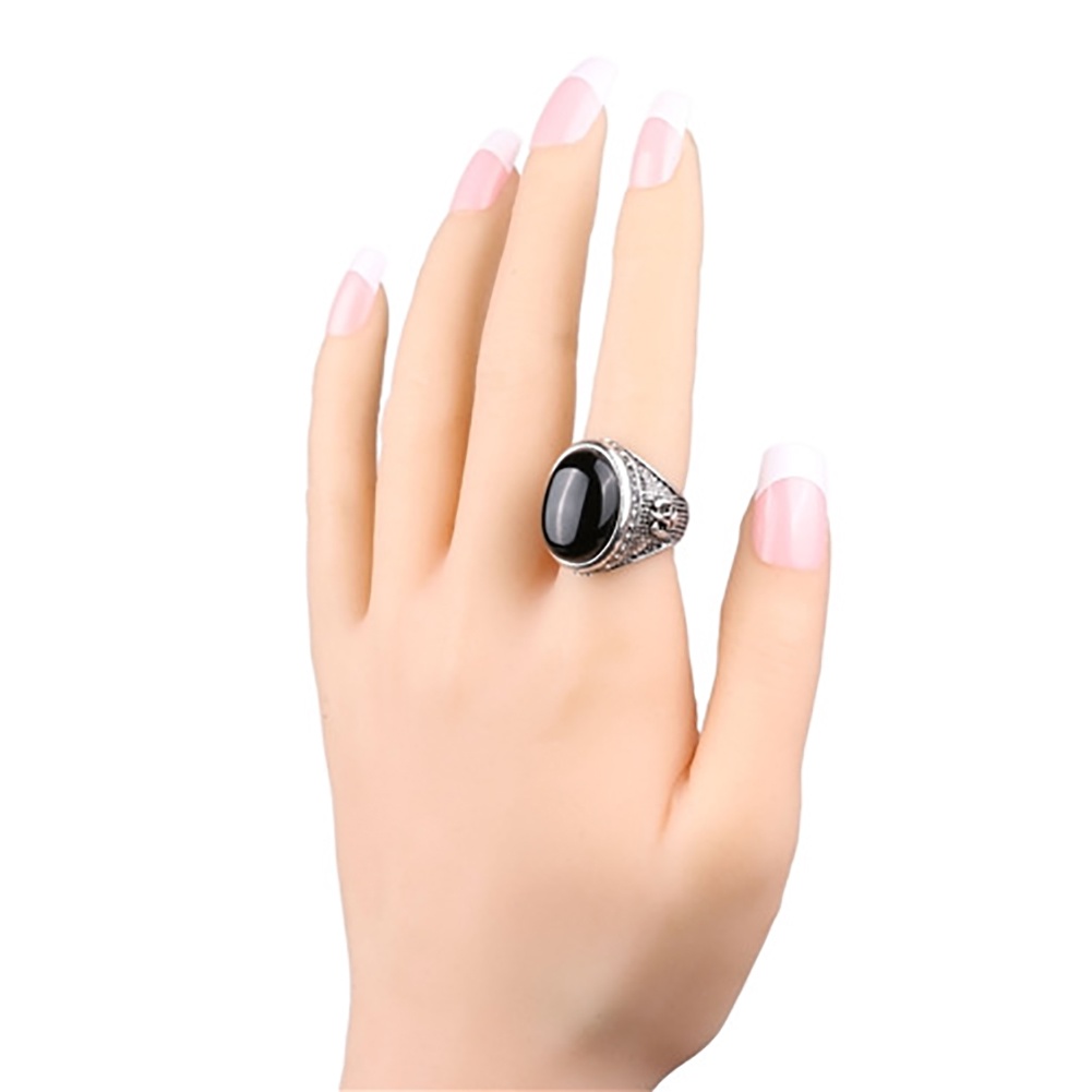 Hu Hu Hu Hu Hu Alat Bantu Pasang Kacamata♡ Cincin Pria Hias Berlian Imitasi Warna Hitam Gaya Vintage Untuk Pestahadiah