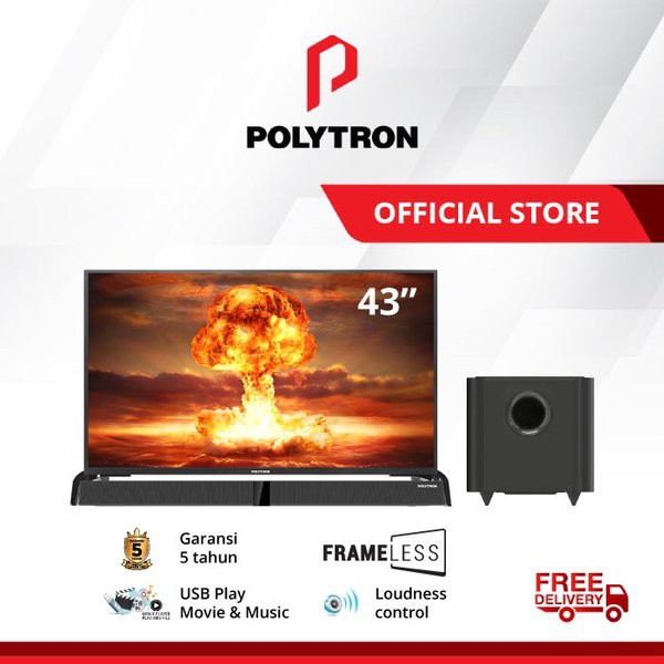 Miliki Polytron Cinemax Soundbar Frameless LED TV 43 Inch - PLD 43B8951 Terlaris