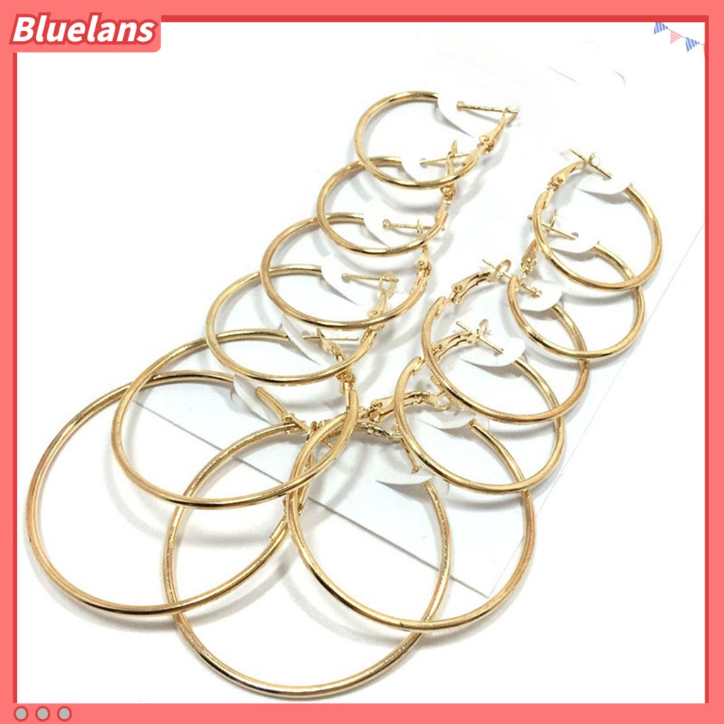 Bluelans 6Pairs Fashion Circle Hoop Dangle Earrings Pendant