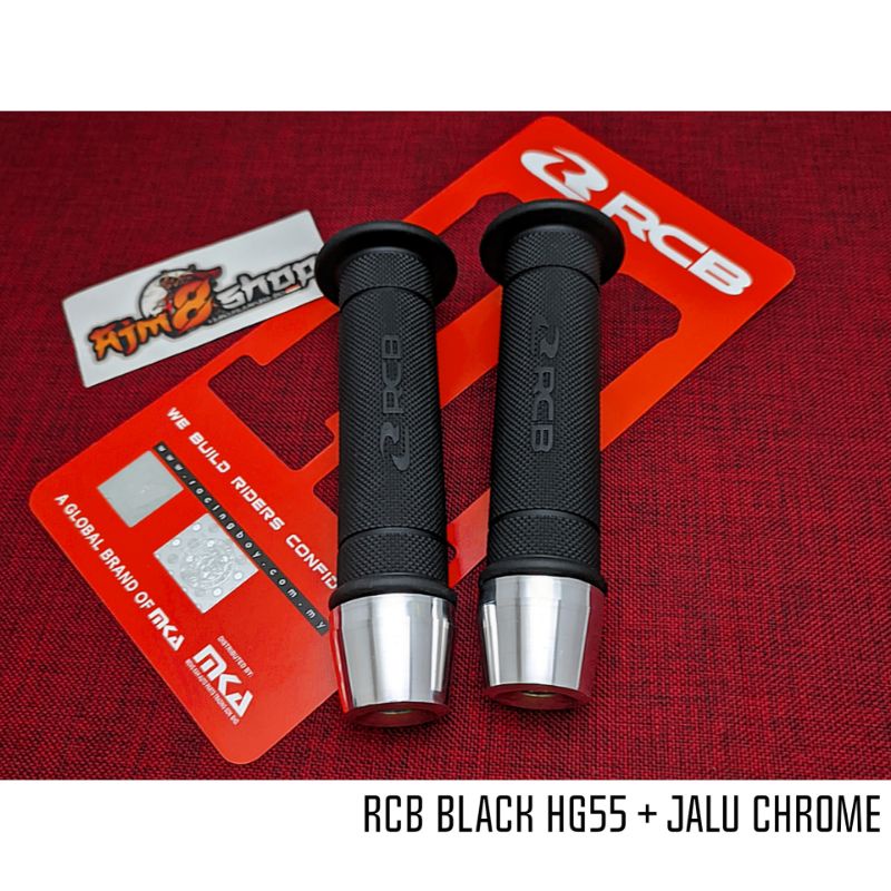 handgrip RCB original HG 55 sarung gas Racing Boy original hg55 + jalu stang chrome model pcx universal motor handle grip sarung gas racing boy original handgrip jalu rcb honda yamaha suzuki grand filano rcb vespa sprint primavera s lx-GRIP RCB BLACK+JALU