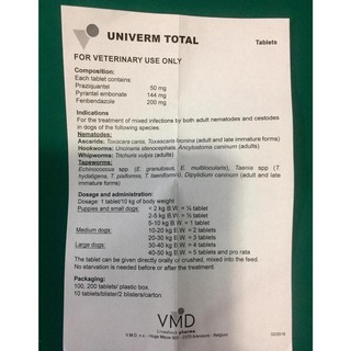  Obat  Cacing Untuk  hewan  Anjing UNIVERM TOTAL Per Butir Per 