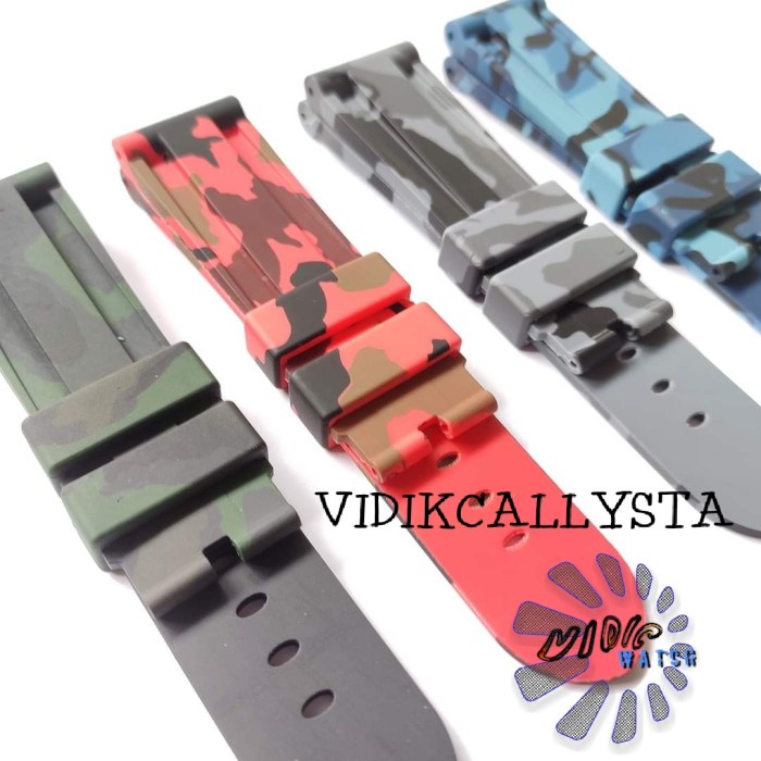 STRAP TALI JAM TANGAN RUBBER SILIKON 24MM MOTIF ARMY TENTARA 24 mm