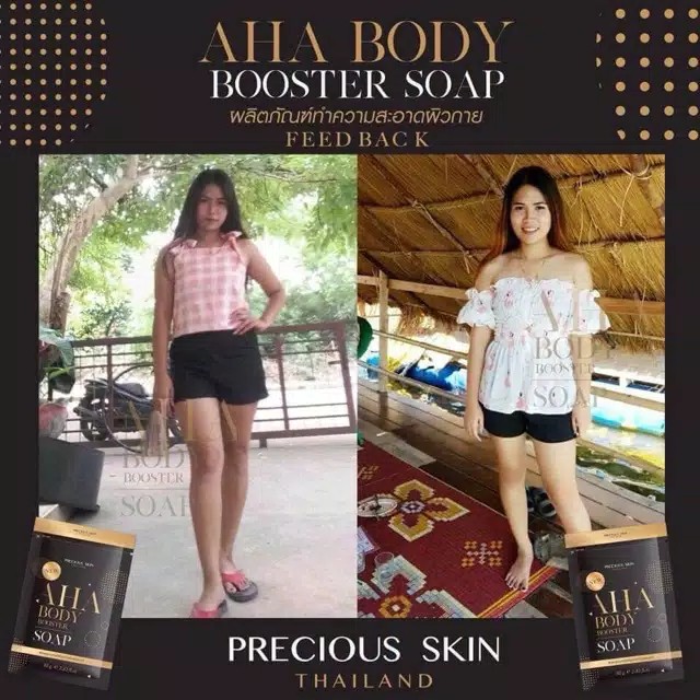 Precious Skin AHA Body Booster Whitening 5x Soap Gratis Net Soap / Sabun Pemutih / AHA Soap 80g