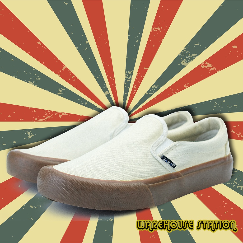 SABA Vintage Slip On Off White Gum - Sepatu Sneakers Casual Pria Wanita