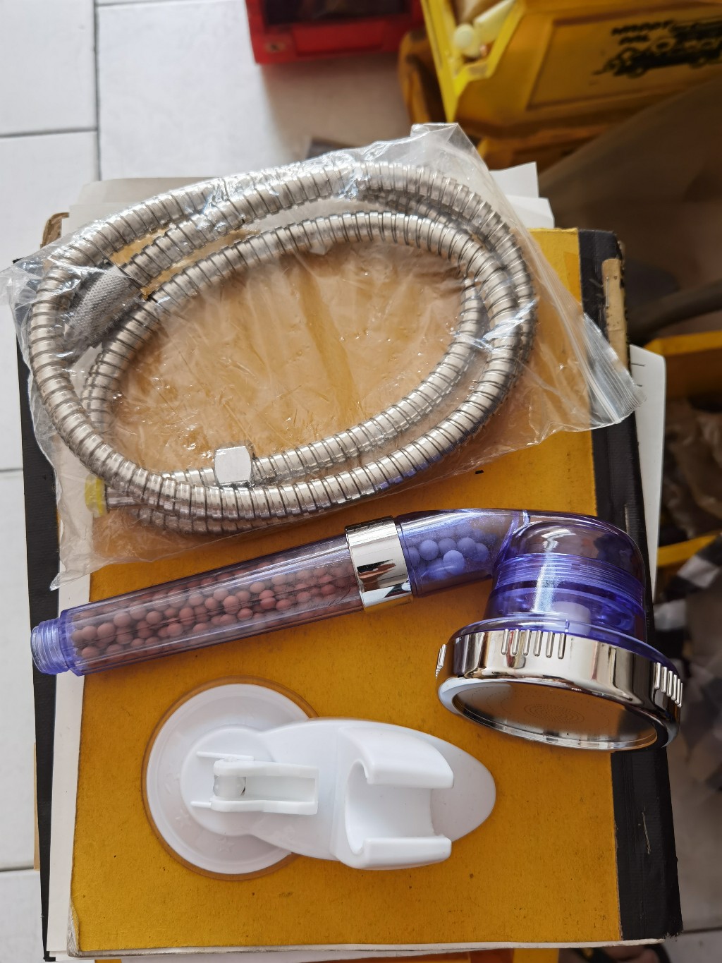 {terlaris} Kepala Shower Head Ion Spa Ionizer Healthy Crystal 3 Mode Bonus Selang + Holder