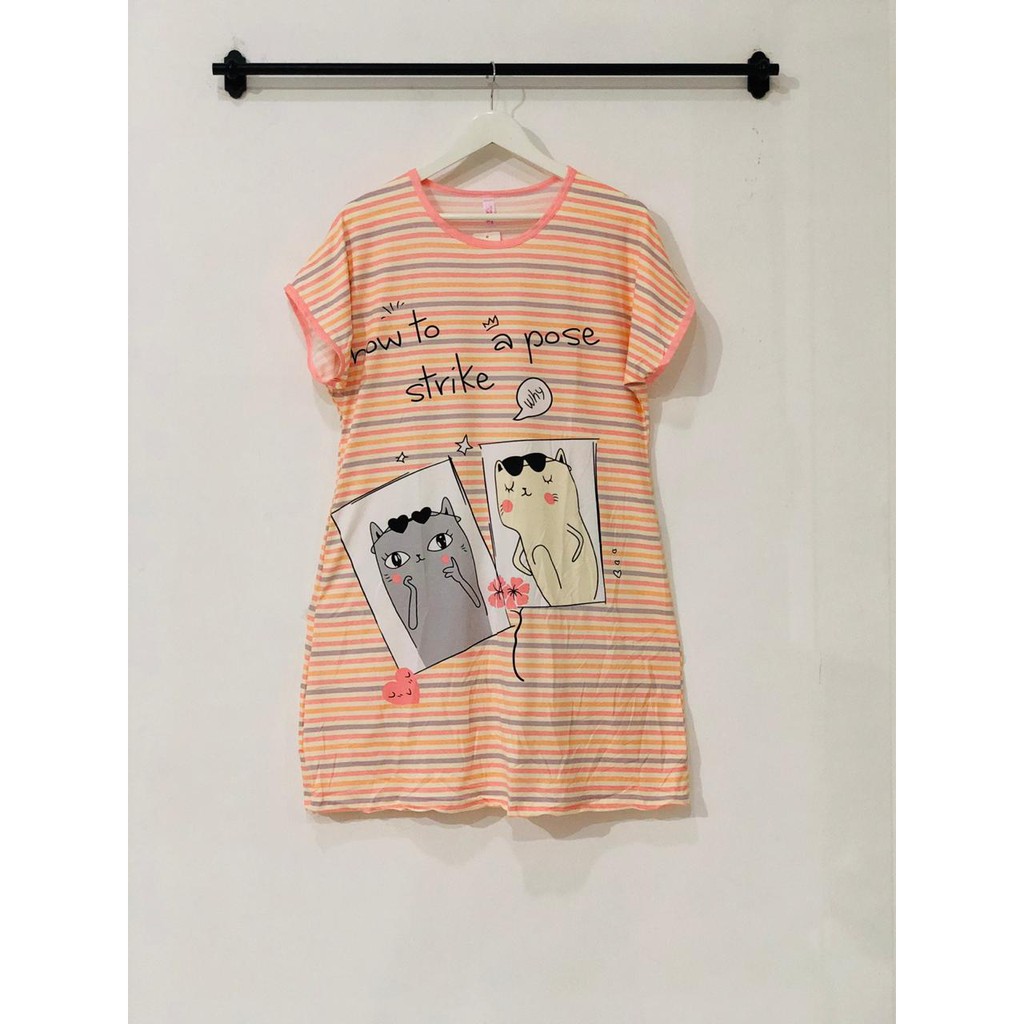 Daster Import Motif Salur Gambar Lucu | Setara Ukuran XXL | Ld 110