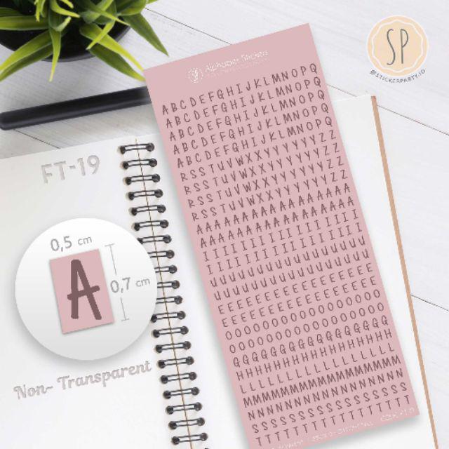 [Sticker Party] 442pc Stiker Huruf Aesthetic Huruf Besar Stiker Bujo Alfabet Agenda Ukuran Kecil 0,5-FT19 - Light Tan