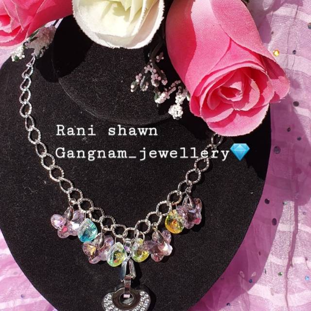 Kalung LSW LSM pink twist mix swarovski hanya jual rantai kalung nya saja