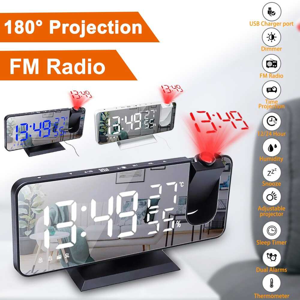 TD - RUM Ruyun Jam Alarm Digital Proyektor Temperature Humidity FM Radio EN8827