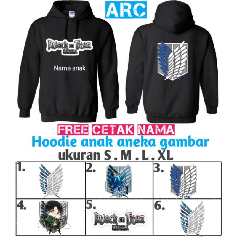 Jaket sweater hoodie anak attack on titan/hoodie attack on titan/sweater anak