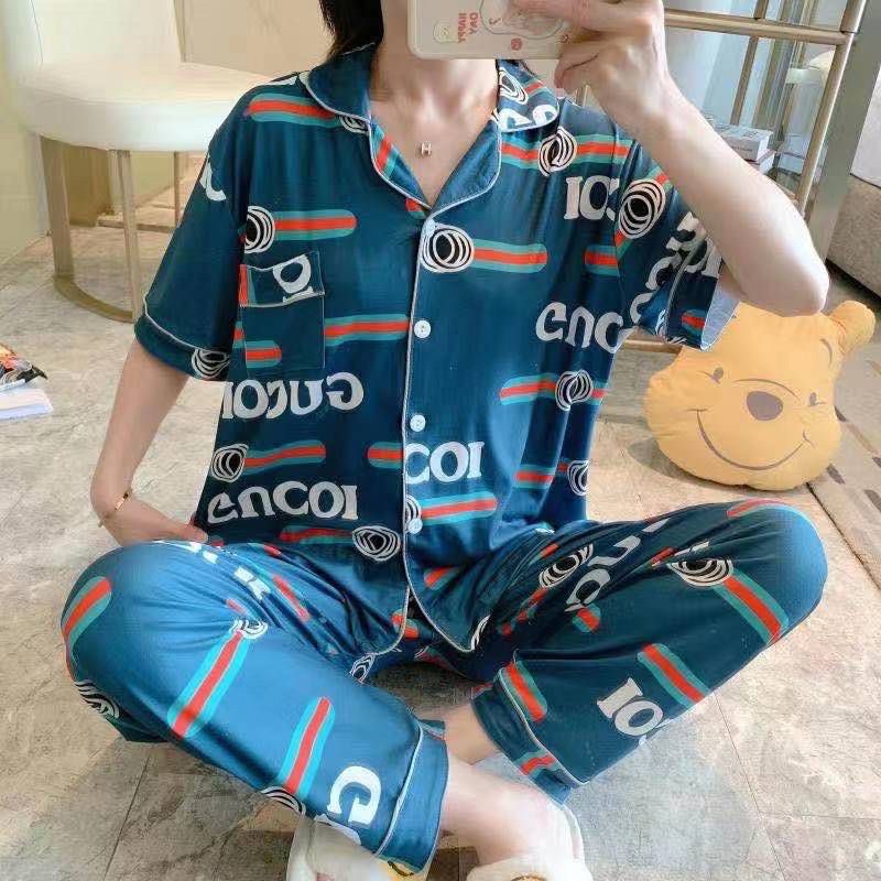 JC- PIYAMA SET Import CP / Piyama wanita Import terbaru / Piyama Import Korean Style-Gucci List Navy CP