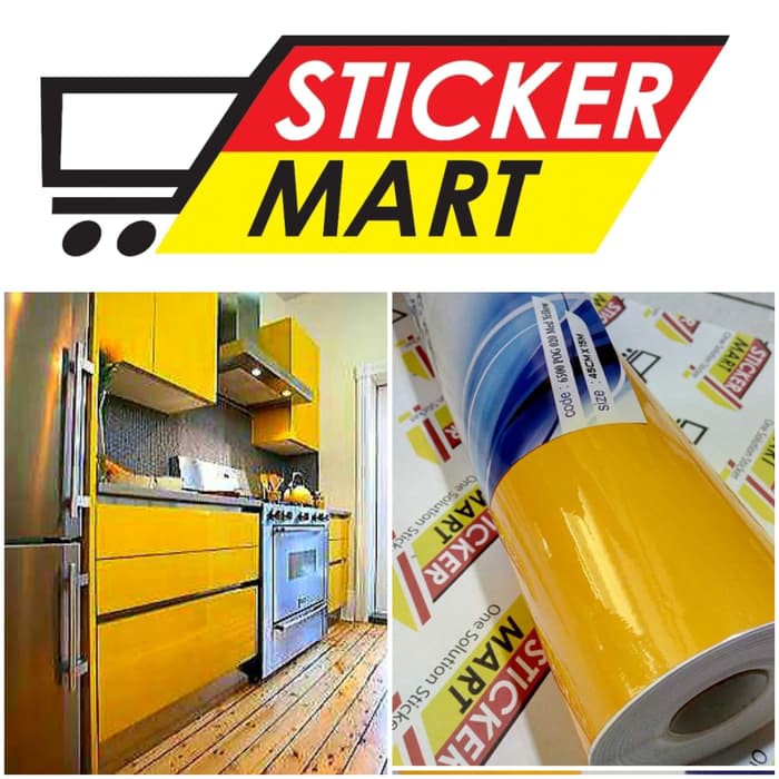 Sticker Vinyl utk dekorasi Lemari Furniture Med Yellow Glossy 1 roll