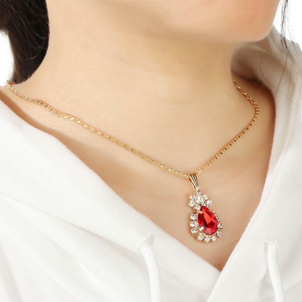 Preva Set Perhiasan Warna-Warni Hadiah Anting Pengantin Dekorasi Tiga Potong Cincin Kalung