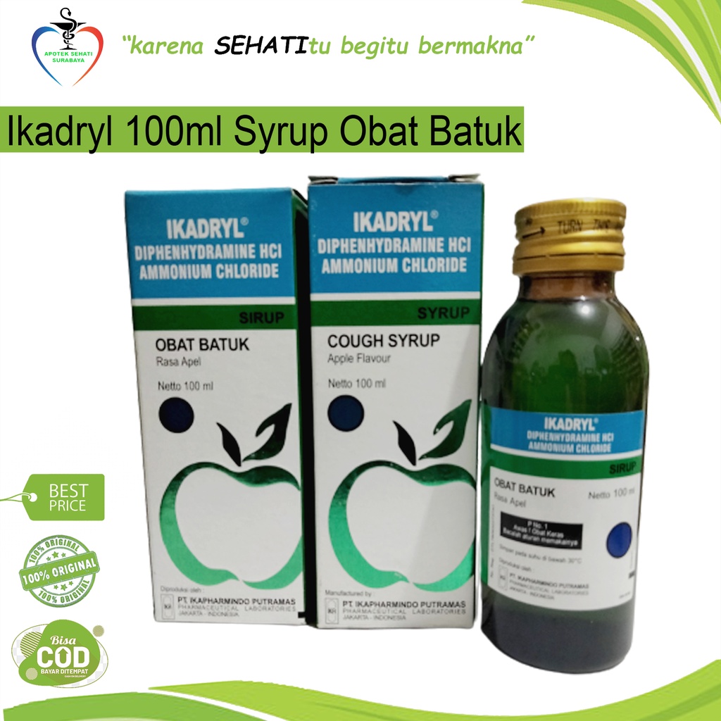 Ikadryl Sirup 100ml Obat Batuk Kering Dan Alergi Rasa Apel