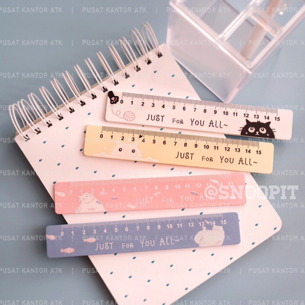 

Penggaris Mistar 15 cm Just For You alat menggambar sekolah Karakter Kucing Warma Pastel