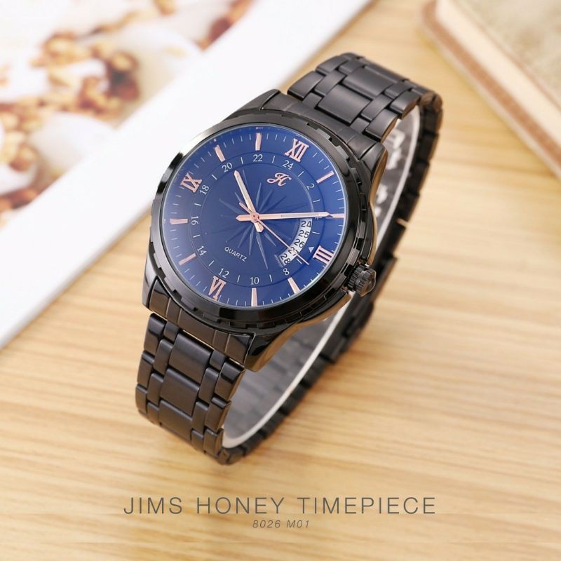 JAM 8026 JIMS HONEY Cowok Casual Elegan Tali Rantai Stainless Steel JH Ori Pria