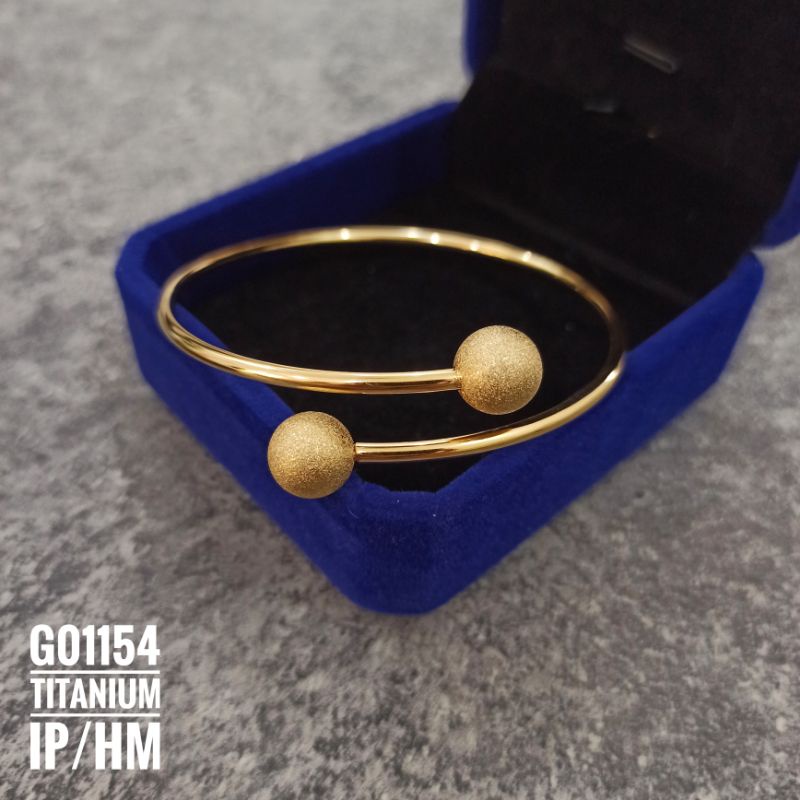 Gelang Titanium Bangle Bola Boba Gold G01154