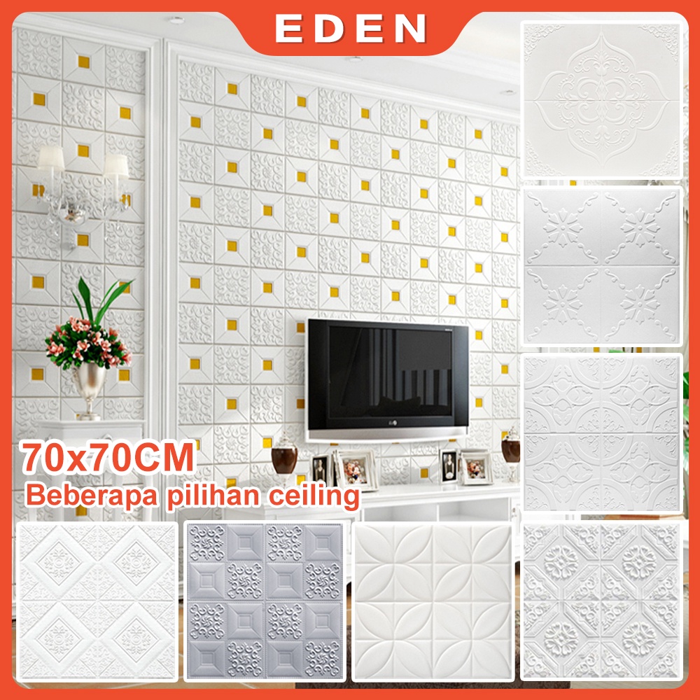 Emboss Wallpaper Dinding 3D Ceiling Ruang Tamu Kamar Tidur Dekor Foam Walpaper Sticker