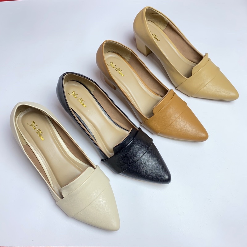 Sepatu Pantofel Wanita Heels 5 Cm Sol Non Slip karet  ( Premium )