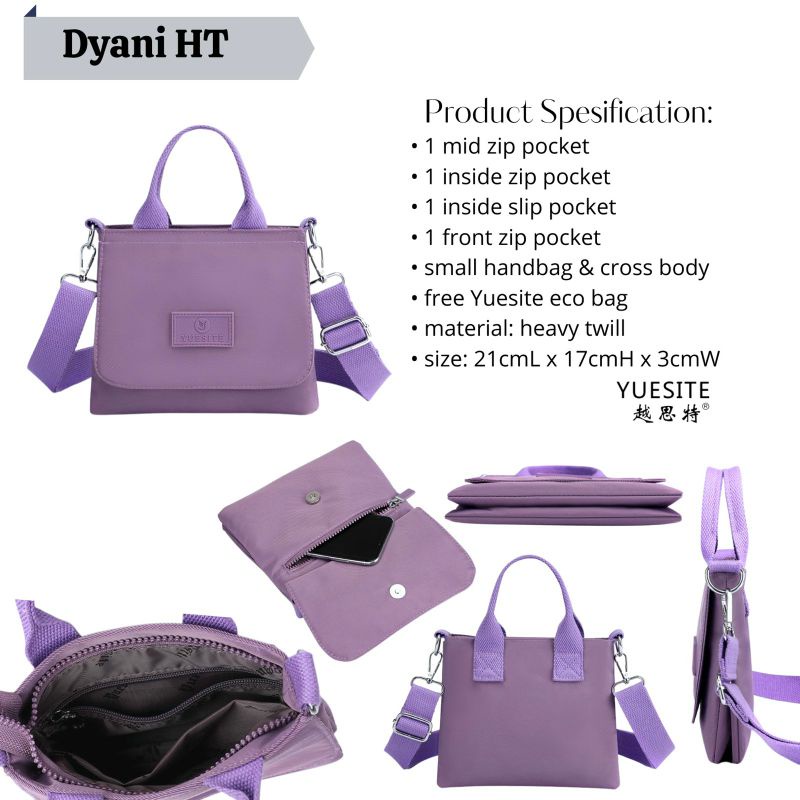 TAS YUESITE DYANI HT TENTENG HANDBAG SELEMPANG WANITA WATERPROOF FASHION CYUTEBAGS