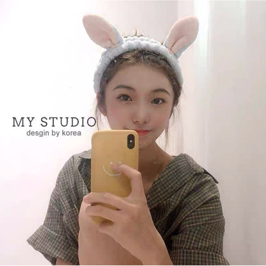 HHBU headband fluffy kuping kelinci rabbit bunny bando kain handuk cuc