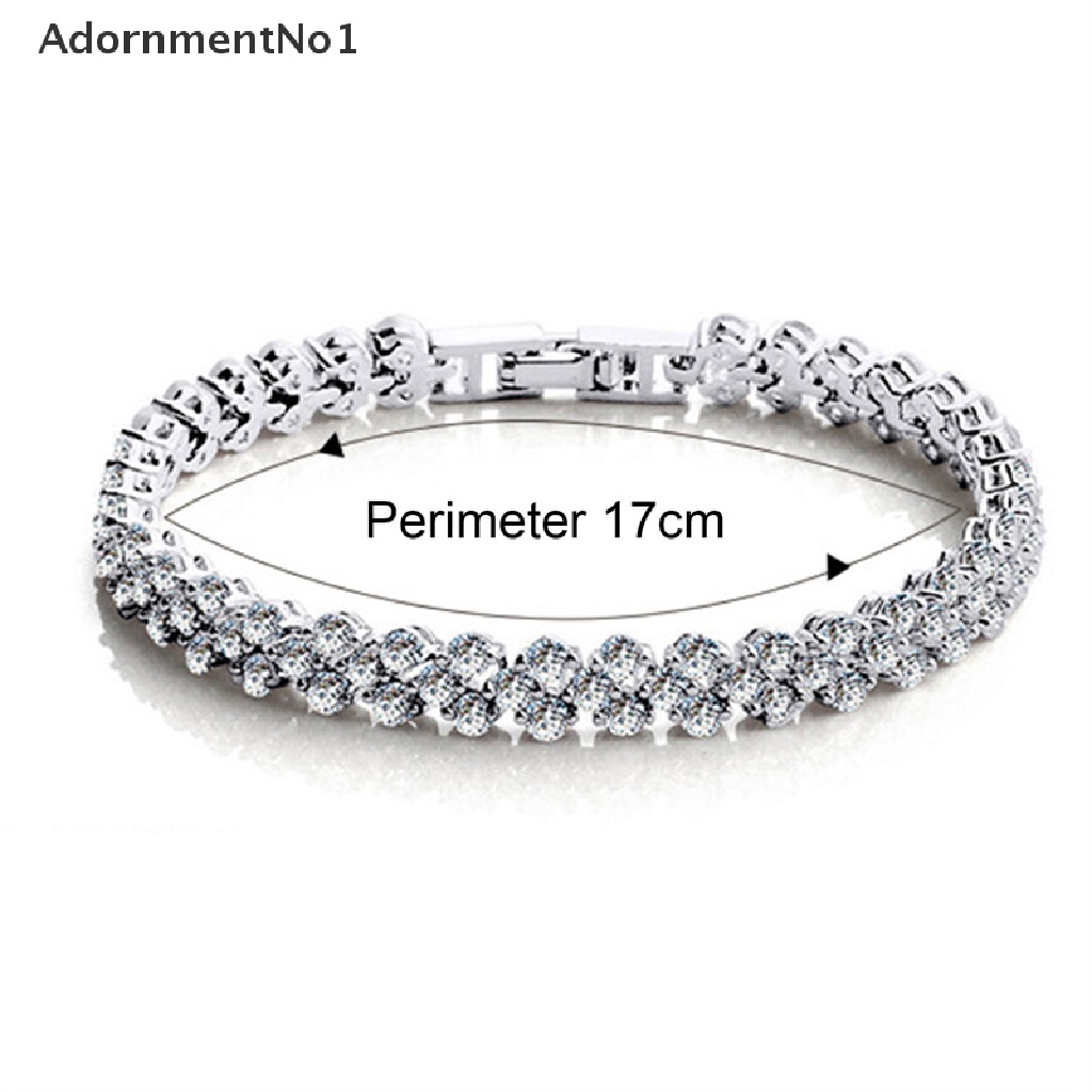 (AdornmentNo1) Gelang Tangan Fashion Aksen Zirconia Kubik 17cm Untuk Perhiasan Wanita / Pernikahan