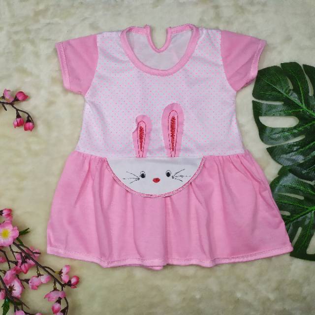 Dress Anak Perempuan Size 9-18bulan gambar Bunny / Pakaian Anak Perempuan / Baju Harian Anak Cewek