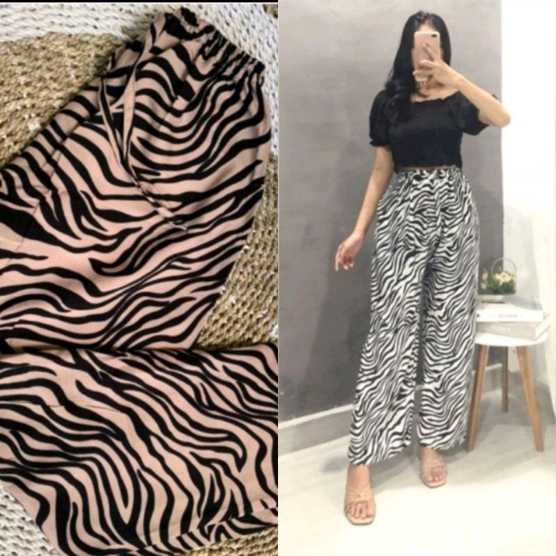 CELANA KULOT ZEBRA FULL KARET WANITA KEKINIAN MURAH BAHAN RAYON