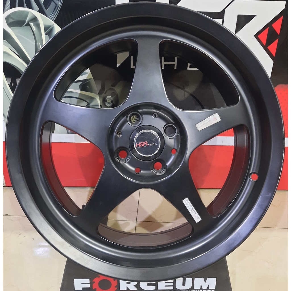 Velg Mobil Racing Surabaya Ring 17 Lubang 4X100 Type Sleeky Warna Hitam Dop