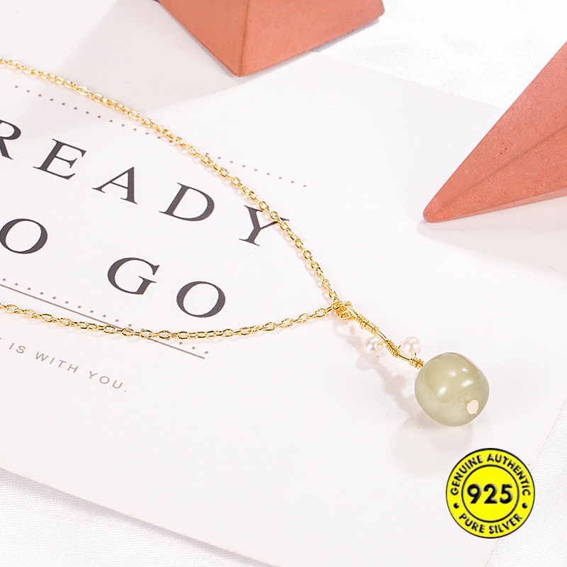 Kalung Mutiara Giok Emas 18K Tahan Air Anti Alergi Untuk Aksesoris