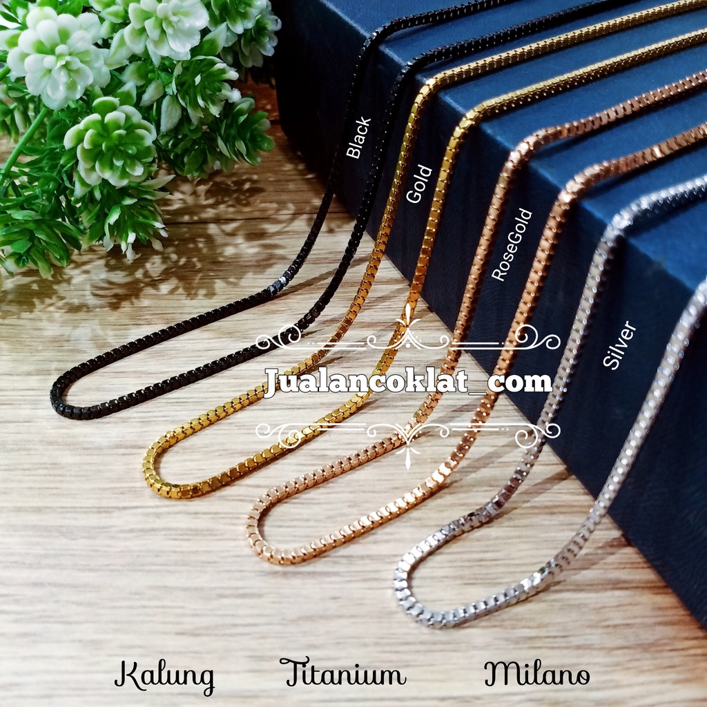 [[ 75cm ]] Milano italy / Tulang panah Gold / Emas HIGH QUALITY Rantai Kalung Titanium Stainless 316