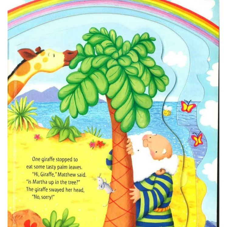 noah and the animals open door board book flip over hard cover buku cerita Alkitab Bible anak Nuh