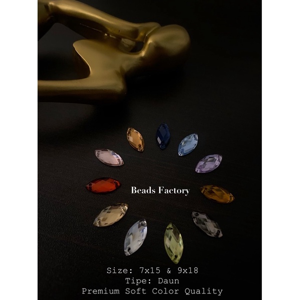 Payet Kristal Jahit Daun 7x15 | Warna Tidak Norak | Premium Quality
